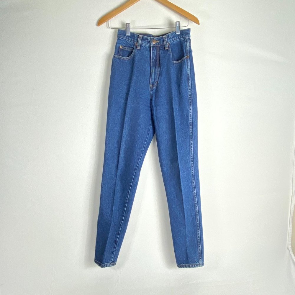 Vintage Jordache Basics Jeans 100% Cotton Blue Denim High Waist Mom Women Sz 7/8 - Picture 12 of 13